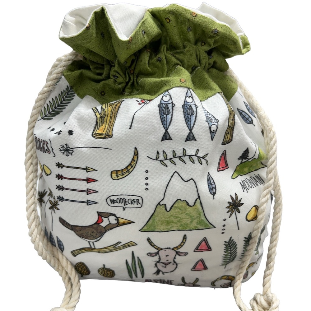 Drawstring bag, handmade, Project bag